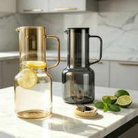 Carafe à eau en verre personnalisable avec couvercle et poignée, classique, anti-fuite, sans BPA, grande capacité, pour porte de réfrigérateur, idéale pour thé glacé