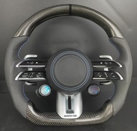 Volant de voiture personnalisé style AMG en cuir perforé avec bouton tactile de changement de vitesse et surpiqûres bleues pour mise à niveau des séries Mercedes