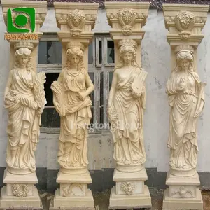 Columna de mármol con estatua para mujer, columnas y pilares decorativos