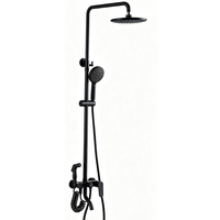 Colonne de douche apparente gris anthracite 4 fonctions en cuivre pour salle de bain, avec douche pluie, douchette à main, étagère, bidet, finition céramique et LED
