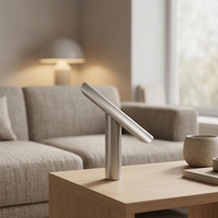 Lampe de bureau moderne en métal argenté, design personnalisé, réglable, alimentée par courant alternatif, ampoule E14, pour bureau, chambre à coucher, salon