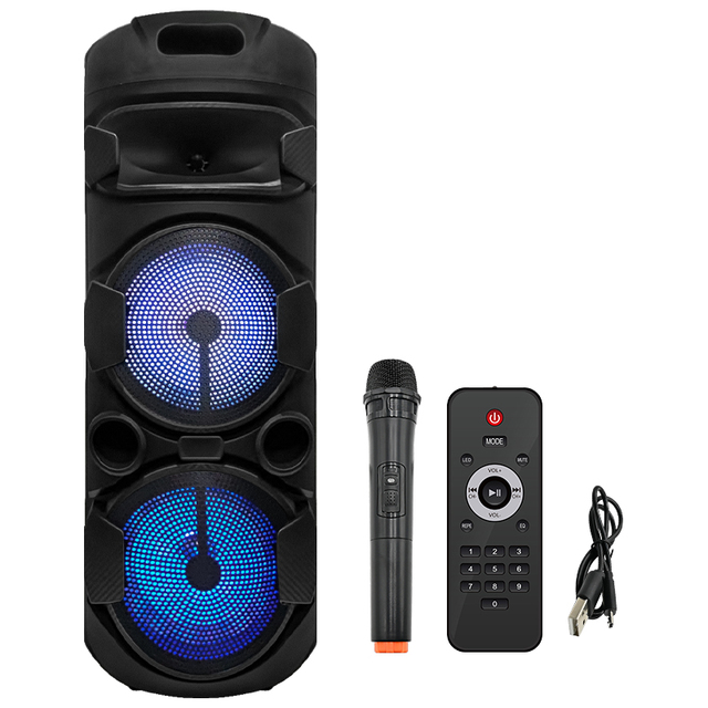 Manufacturer 8Inch 30W Wireless LED Light Party DJ Stage Mic Multimedia Karaoke Subwoofer Woofer Trolley Speaker