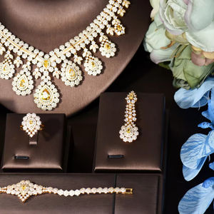 HIBRIDE, joyería de Zirconia cúbica para mujer, conjunto de collares y aretes de alta calidad, accesorios nupciales de boda de Arabia Saudita, bisutería para mujer, bijoux para mujer, - Product Image 3