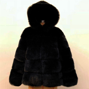 <span class=keywords><strong>Manteau</strong></span> en fausse fourrure élégant et chaud pour l'hiver, à capuche, couleur unie, décontracté, personnalisé - Product Image 5