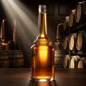Premium Schwere Runde Spirituosenflasche mit Schraubverschluss für Karibischen Rum - Product Image 1