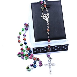 Rosario Personalizzato con Perline a Forma <span class=keywords><strong>di</strong></span> Rosa, Centro con Cuore Immacolato <span class=keywords><strong>di</strong></span> Maria, Rosari Cattolici - Product Image 3
