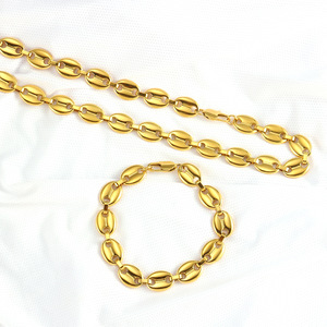 Collier en acier inoxydable Style Hip Hop, chaîne <span class=keywords><strong>de</strong></span> grains <span class=keywords><strong>de</strong></span> <span class=keywords><strong>café</strong></span>, Bracelets en or 18k, ensemble <span class=keywords><strong>de</strong></span> bijoux pour unisexe 2023 - Product Image 1