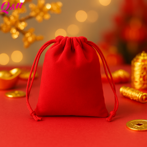 Sac en velours de haute qualité en relief Logo personnalisé pochette souple emballage sacs en velours à cordon pour cadeau de bijoux - Product Image 5