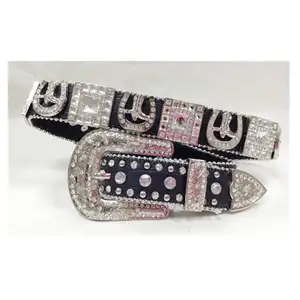 Cinturones de diamantes de imitación brillantes para hombre y mujer, cinturones de vaquero occidentales personalizables, ostentosos, nuevos