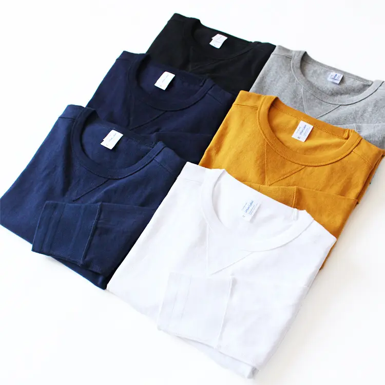 Custom printed logo thickening men's long-sleeved white tshirt 100% cotton