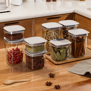 Airtight Kitchen Storage Jars Rectangle Transparent With Plastic Lid For Solid Seasonings Grains Beans - Product Image 1