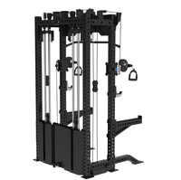 Rack de musculation entièrement intégré avec machine fonctionnelle intégrée, incluant Lat Pulldown, Low Row, Smith Cable Crosser et double colonne de poids
