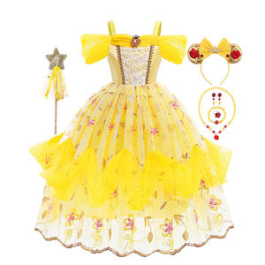 Offre Spéciale <span class=keywords><strong>belle</strong></span> et la bête princesse cloche Cosplay jaune robe de luxe Halloween fille château carnaval fête - Product Image 1