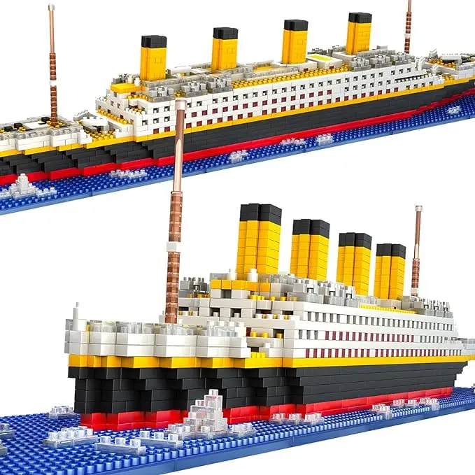 Ensemble de blocs de construction Titanic Micro Mini, briques de construction de modèle de bateau de 1860 pièces, ensembles de puzzle 3D bricolage jouets éducatifs cadeau pour adultes