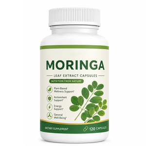 Capsules de feuilles de Moringa biologiques naturelles à vente chaude OEM/ODM, compléments alimentaires antioxydants pour adultes, 60 capsules par flacon - Product Image 1