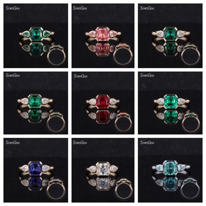 Hot bán giá thấp moissanite đồ trang sức asscher cắt phòng thí nghiệm phát triển Sapphire <span class=keywords><strong>Ruby</strong></span> 3 Stones engagement Ring - Product Image 3
