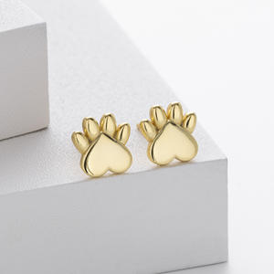 أقراط بسيطة على شكل آثار أقدام الحيوانات، أقراط فضة استرلينية عيار 925، آثار أقدام قطط وكلاب لطيفة، هدية عيد الحب لزوجتك - Product Image 5