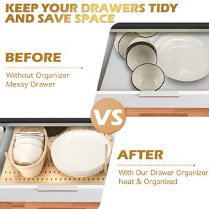 Adjustable Wooden <b>Drawer</b> Organizer Rectangular Standing Type Office Kitchen <b>Storage</b> Rack - Product Image 5