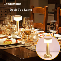 Luxe LED Rechargeable 3 Couleur Bar Restaurant Café Bureau Décoratif En Métal Lampe De Table Tactile Chambre Chevet Veilleuses