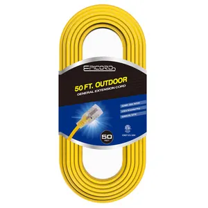 100ft 12/3 SJTW Black Electric Extension Cord Lighted End 5-15P Outdoor Extension Cord