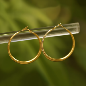 Boucles d'oreilles créoles en acier inoxydable 316L plaqué or, durables, résistantes, unisexes, bijoux tendance - Product Image 3