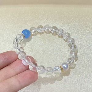 New White Crystal <b>Bracelet</b> with 8MM Star Freshwater Pearl Blue Gemstone <b>Bead</b> Stylish Jewelry for <b>Men</b> and Women - Product Image 5