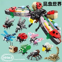 Kompatible ABS-Kunststoff DIY 40-Teilige Insekten- und Tier-Naturthema Unisex Bausteine für Grundschulkinder
