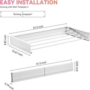 High Quality Heavy Duty Metal Wall Mounted Folding Towel Drying <b>Rack</b> <b>Clothes</b> Dryer <b>Racks</b> Retractable <b>Clothes</b> Hanger <b>Rack</b> Balcony - Product Image 2