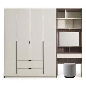 Armoire en bois massif laqué blanc de haute qualité avec coiffeuse conçue pour la chambre principale - Product Image 1