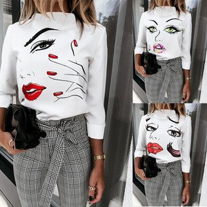 Damen Vintage Sommer Chiffon Shirt Top Einfache Stand Kragen Blumen Lippen Print Plus Size Damen Blumen Vintage Blumen Shirt Top - Product Image 6