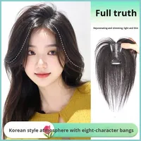 3D frange française postiche pour femmes Air naturel front frange haut supplément de cheveux volumineux frange postiche