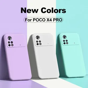 Poco M4 Pro 4G 케이스 스퀘어 액체 실리콘 소프트 케이스 Xiaomi Poco M3 M4 X4 Pro 5G Poco X3 F3 X3 NFC 카메라 보호 커버