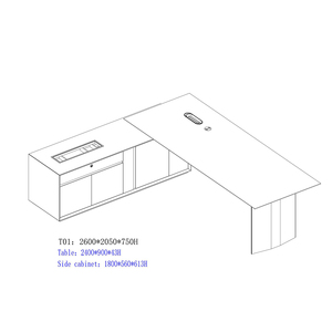 โต๊ะทำงานผู้บริหารรูปตัวแอลขนาดใหญ่ ทำจากไม้  แบบกำหนดเองได้ สำหรับผู้บริหารระดับสูง ซีอีโอ สำนักงานเชิงพาณิชย์ เฟอร์นิเจอร์สำนักงาน - Product Image 5