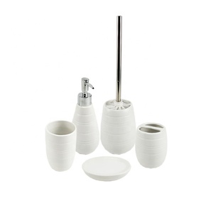 BX New Manufacturer <strong>White</strong> Modern Ceramic and Bamboo Bathroom Set <strong>Bath</strong> <strong>Tray</strong> with Bamboo Base - Product Image 6