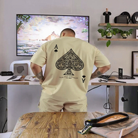 T-shirt décontracté à manches courtes pour homme, imprimé graphique As de Pique, col tricoté, 100 % polyester respirant et à séchage rapide, vente en gros personnalisée