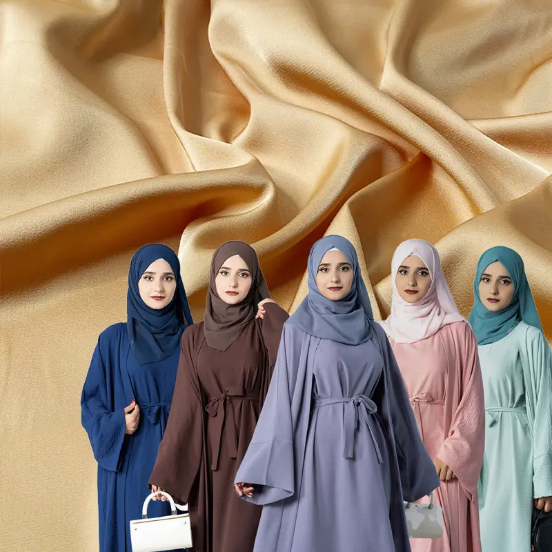 Nhà máy sản xuất chạm vào màu sắc tốt độ bền 100% polyester chính thức Dubai abaya vải