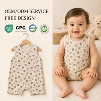 Combinaison bébé en coton côtelé sur mesure OEM ODM, vente en gros, barboteuse sans manches pour nouveau-né, marque privée