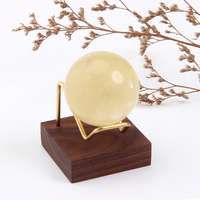 Présentoir en bois cristal, nouveau style, 1 pièce, base en pierre, support de boule en verre, sphère