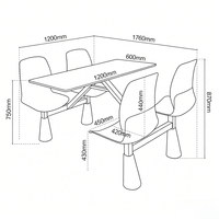 Meilleure vente du secteur : Table et chaises de cantine durables 4 places pour écoles, aires de restauration et salles à manger
