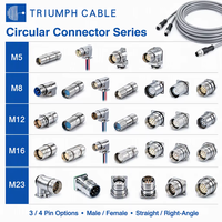 Kabel Sensor Servo Phoenix Amphenol 4Pin 5Pin 6Pin 8Pin Plug Socket Panel-Mounted Overmolded IP67/IP68 Konektor M12 M8
