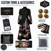 Robe Midi Florale Vintage Sur Mesure avec Ceinture pour Bureau, Soirée, Cérémonie, Mariage, Invitée, Grandes Tailles
