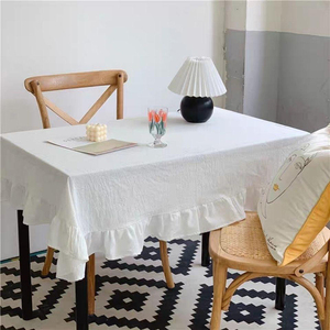Timeless and Sophisticated White Linen <b>Table</b> <b>Covers</b> Round Fabric and Spandex Tablecloths for Various Occasions - Product Image 2