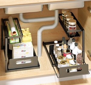 Organizador Metálico Extraíble Debajo del Fregadero, Estantes Deslizantes para Almacenamiento en Gabinetes - Product Image 3