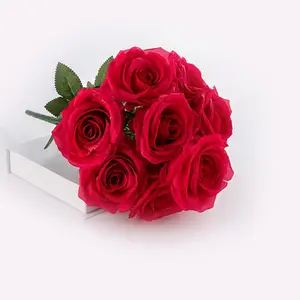 Simulazione francese 11cm 9 teste fiore di rosa artificiale mano bouquet di rose bouquet di plastica decorazione della casa matrimonio festeggia