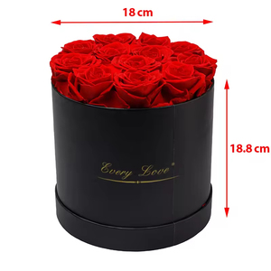 <span class=keywords><strong>Rose</strong></span> Rosse Eterne Preservate in Scatola Rotonda Nera, Bouquet Floreale a Lunga Durata, Regalo per Matrimoni e San Valentino - Product Image 5