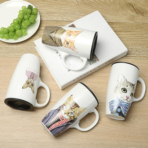 Customizable Large Capacity European Art Painted Ceramic Coffee <b>Cup</b> <b>Cover</b> Creative Gift Mug for Tea Personalized Logo Option - Product Image 5
