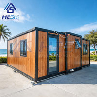 Casa Contenedor Prefabricada Moderna HESHI, Rectangular, Exterior de Madera, Puerta de Vidrio, Ventanas, Mini Casa, Villa