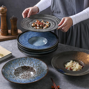 Assiette à soupe pour pâtes en céramique en forme <span class=keywords><strong>de</strong></span> <span class=keywords><strong>chapeau</strong></span> <span class=keywords><strong>de</strong></span> <span class=keywords><strong>paille</strong></span> Assiette à pâtes profonde italienne Assiettes à <span class=keywords><strong>d</strong></span>îner en porcelaine pour restaurant - Product Image 1