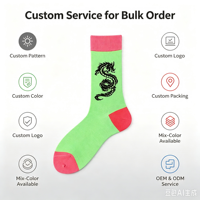 Chaussettes en coton mi-mollet personnalisées avec imprimé dragon chinois pour hommes et femmes, chaussettes décontractées bicolores, vente en gros