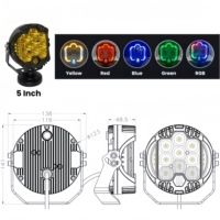 Feux antibrouillard 5 pouces pour moto, feux modifiés rouge, vert, jaune, bleu, feux latéraux en aluminium, LED super lumineux, étanches IP67
